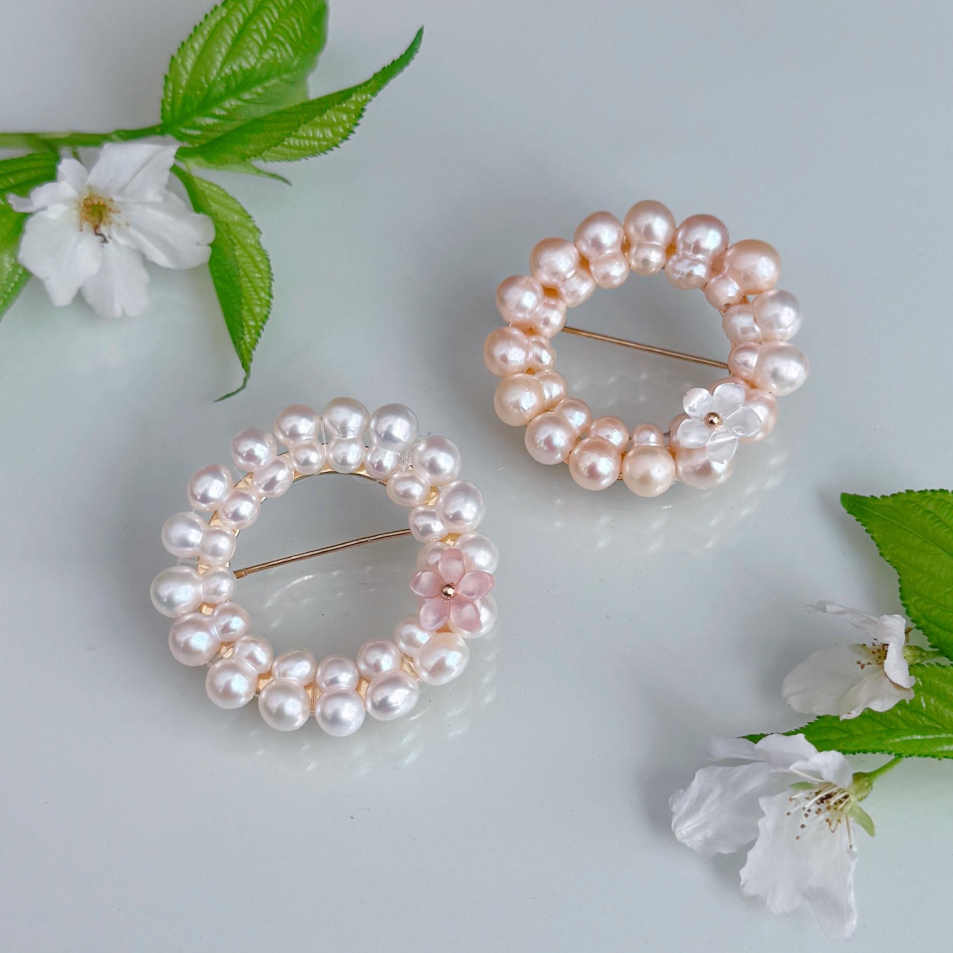 【色やデザインが選べる】天然色 パール サークル ブローチ フォーマル 入学式 卒業式 プレゼント ギフト1枚目の画像