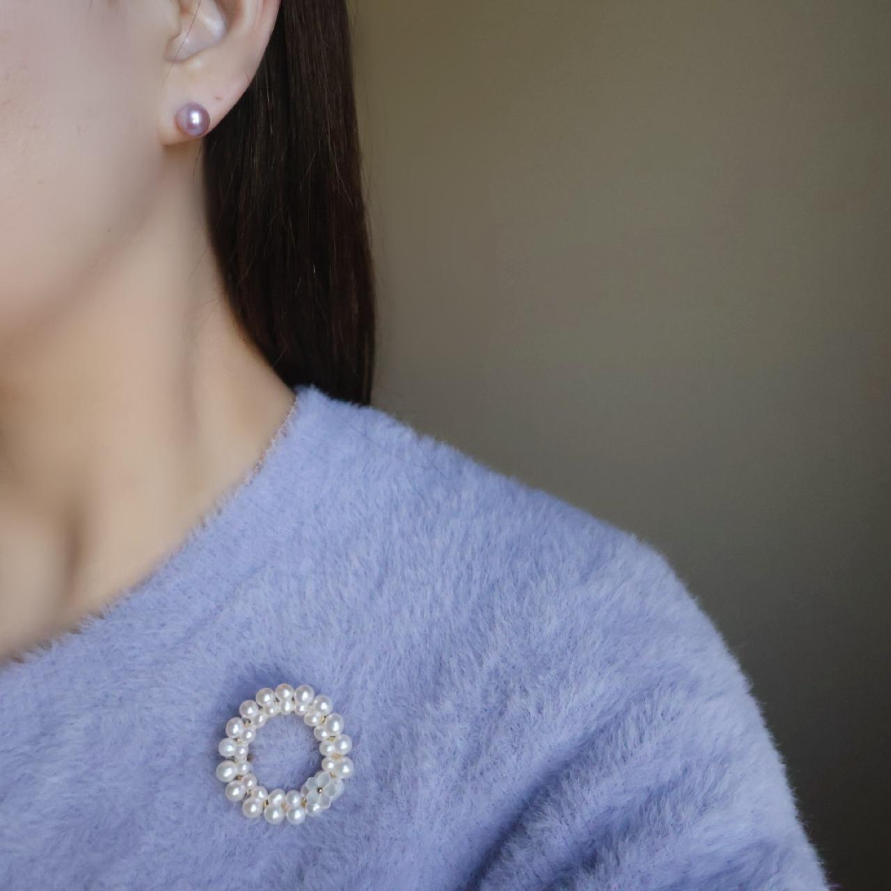 【色やデザインが選べる】天然色 パール サークル ブローチ フォーマル 入学式 卒業式 プレゼント ギフト | 12枚目