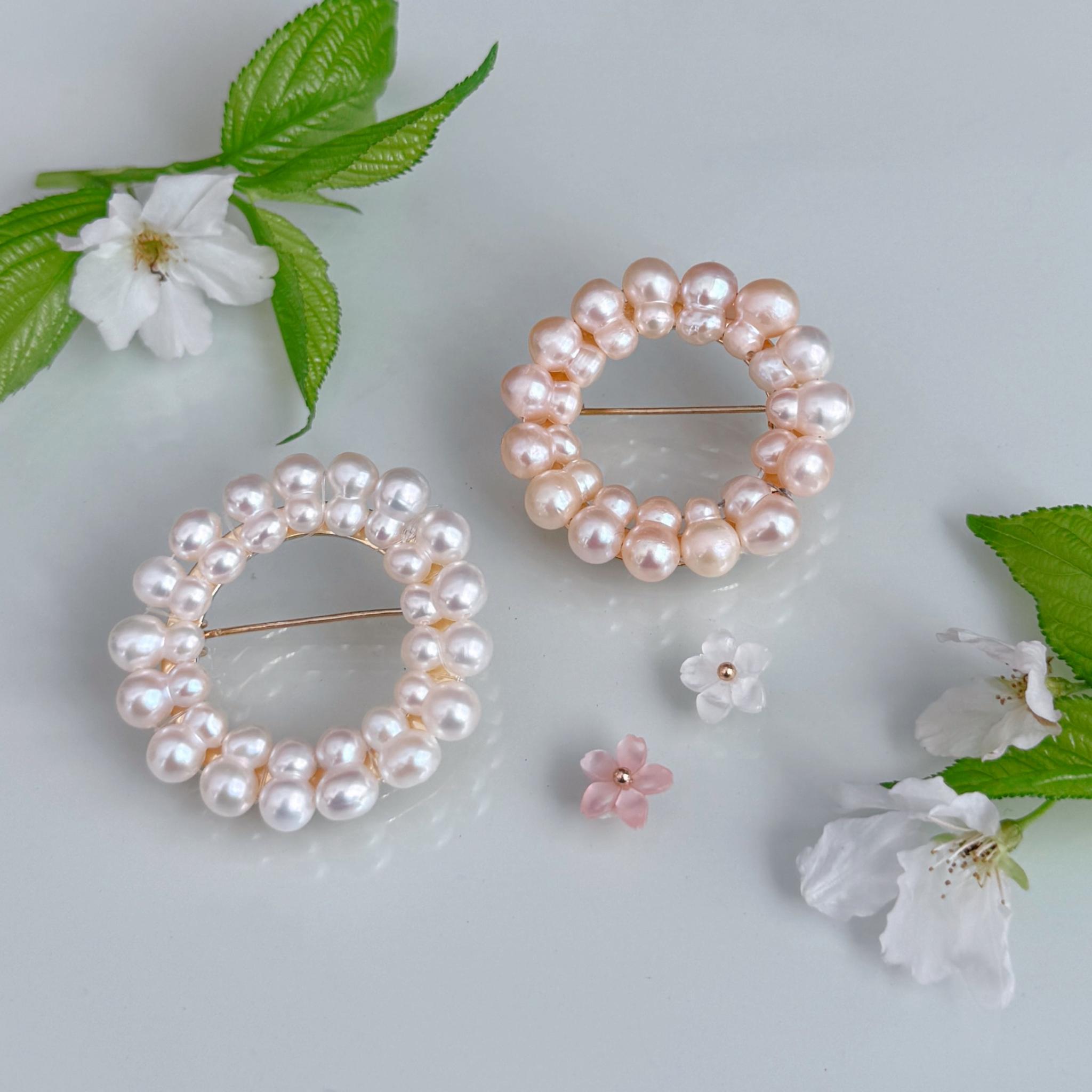 【色やデザインが選べる】天然色 パール サークル ブローチ フォーマル 入学式 卒業式 プレゼント ギフト | 14枚目