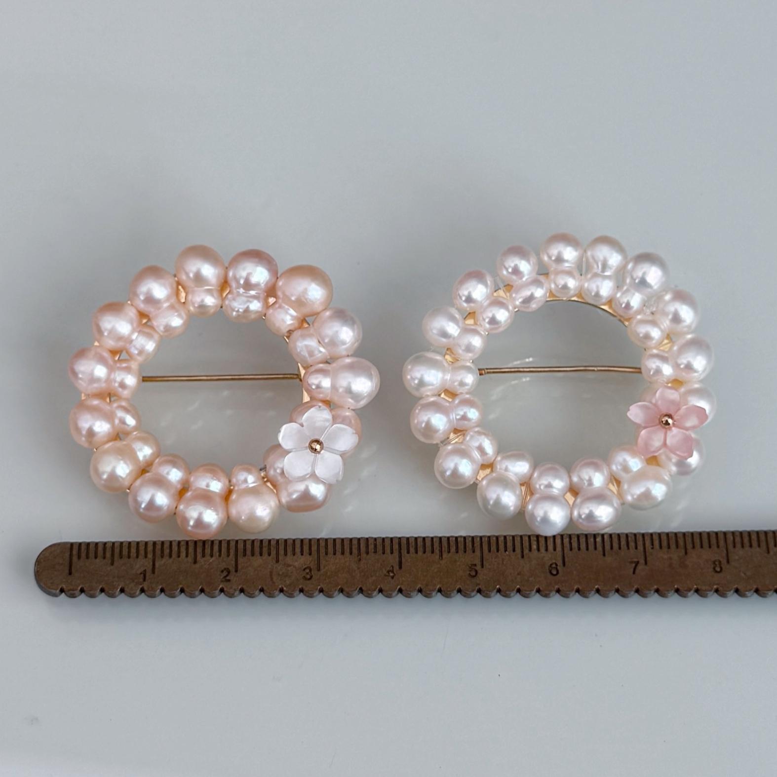 【色やデザインが選べる】天然色 パール サークル ブローチ フォーマル 入学式 卒業式 プレゼント ギフト | 15枚目