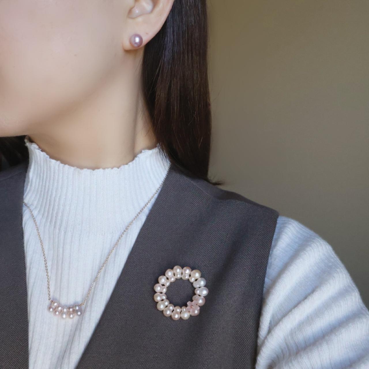 【色やデザインが選べる】天然色 パール サークル ブローチ フォーマル 入学式 卒業式 プレゼント ギフト | 2枚目