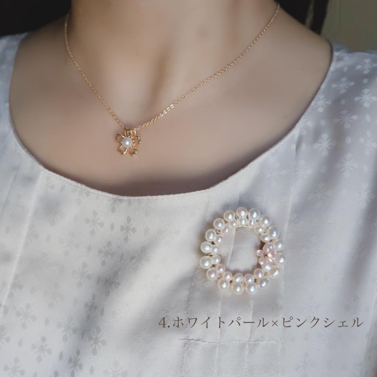 【色やデザインが選べる】天然色 パール サークル ブローチ フォーマル 入学式 卒業式 プレゼント ギフト | 6枚目