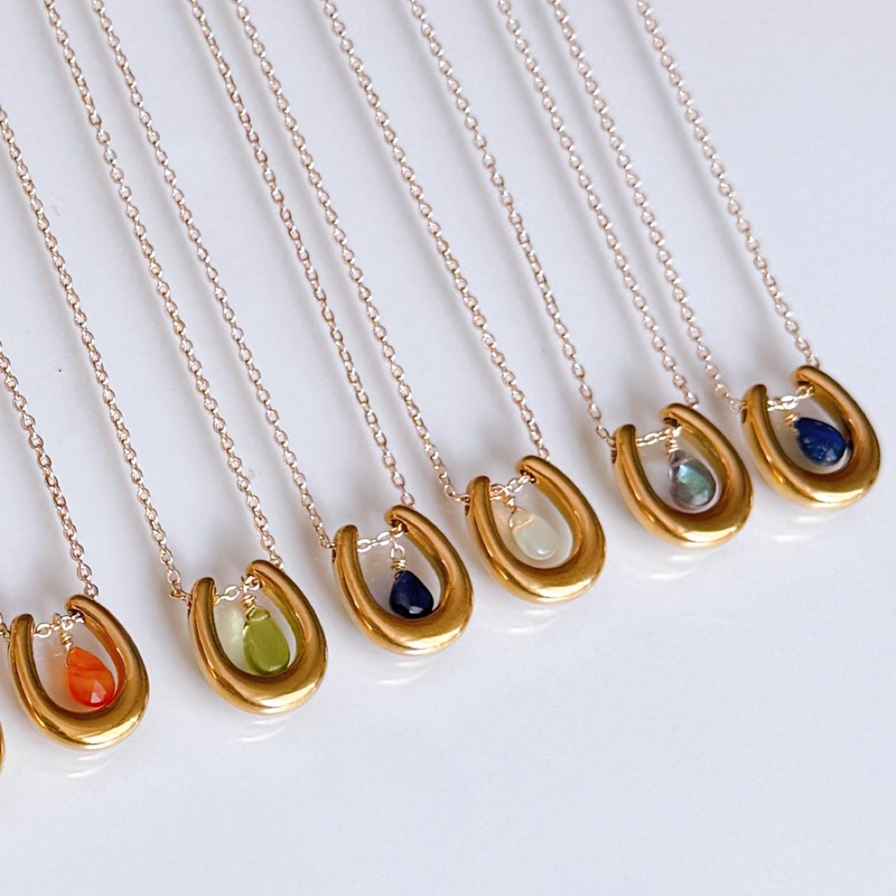 選べる誕生石 × ホースシュー ネックレス 14kgf  サージカルステンレス　午年 馬蹄 誕生日 プレゼント ギフト | 10枚目