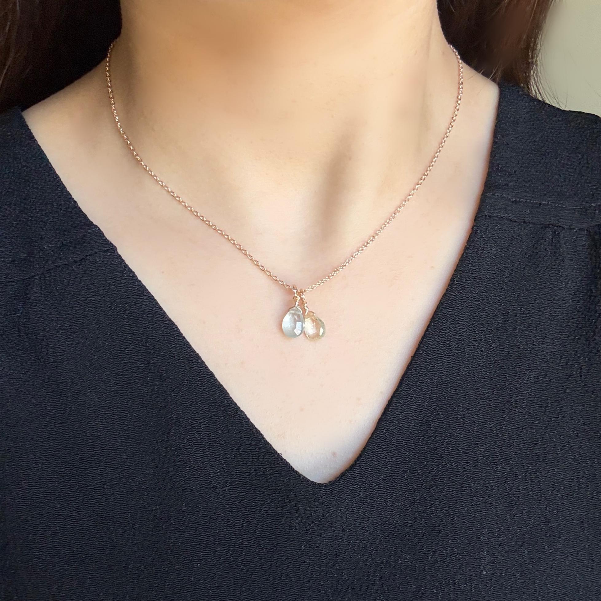 【4wayで大活躍】春カラー 水色 イエロー アクアマリン ヘリオドール ネックレス 14kgf 春色 金属アレルギー | 2枚目