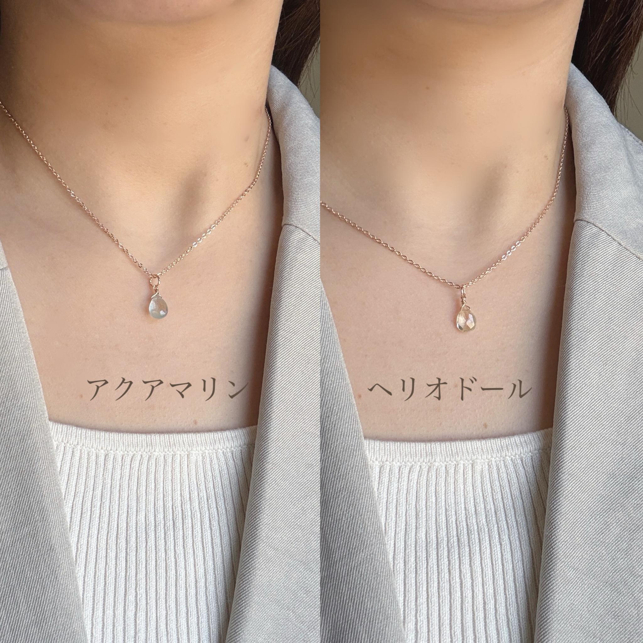【4wayで大活躍】春カラー 水色 イエロー アクアマリン ヘリオドール ネックレス 14kgf 春色 金属アレルギー | 4枚目