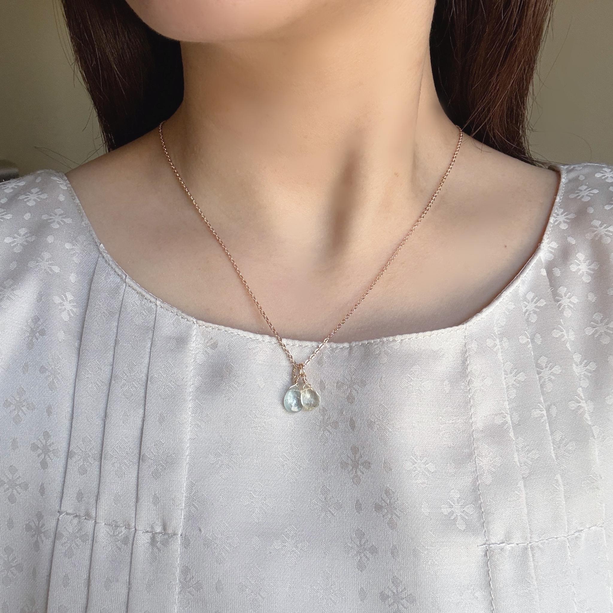 【4wayで大活躍】春カラー 水色 イエロー アクアマリン ヘリオドール ネックレス 14kgf 春色 金属アレルギー | 5枚目