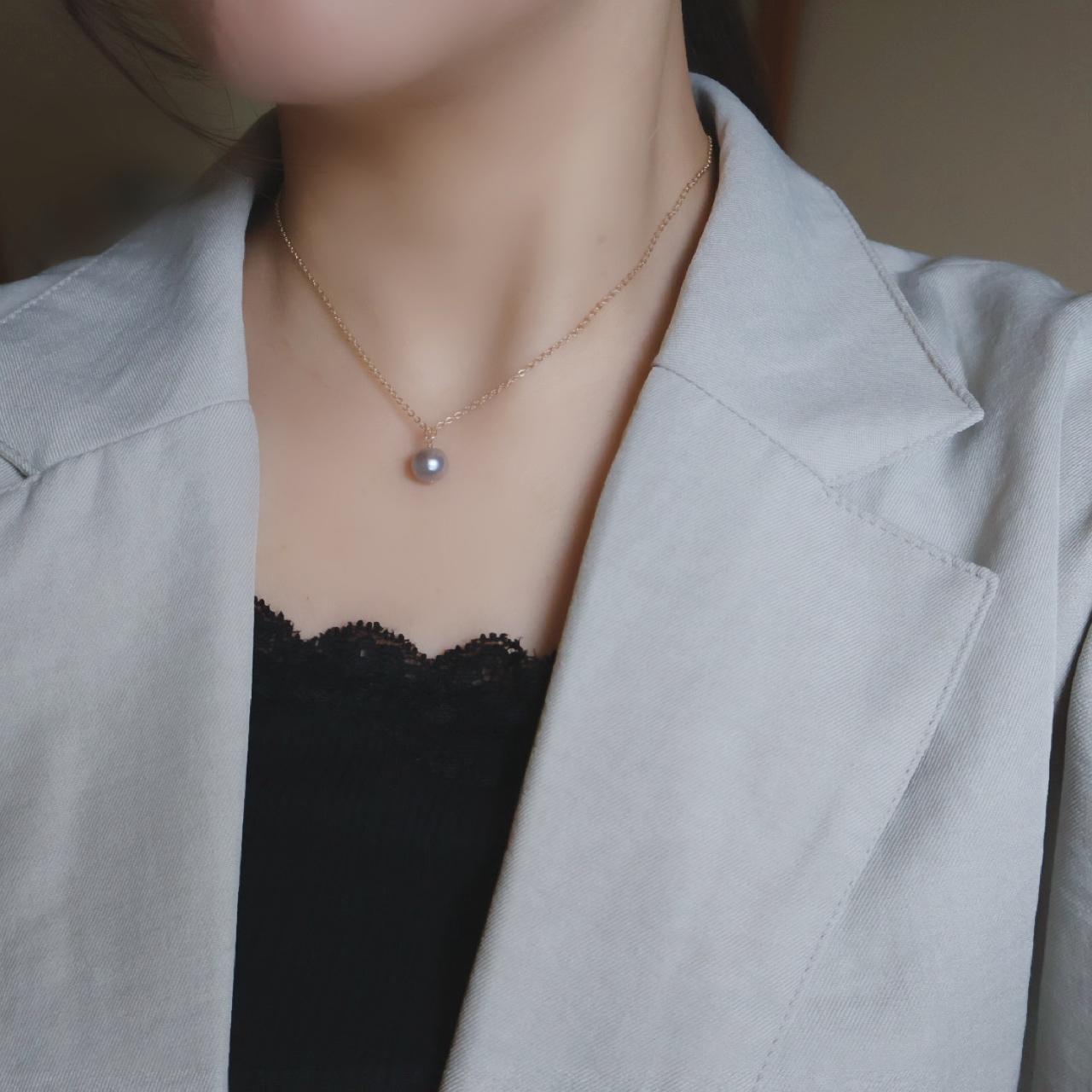 パープルグレー 淡水パール ネックレス 14kgf  金属アレルギー対応　誕生日 プレゼント クリスマス ギフト 秋冬 | 2枚目