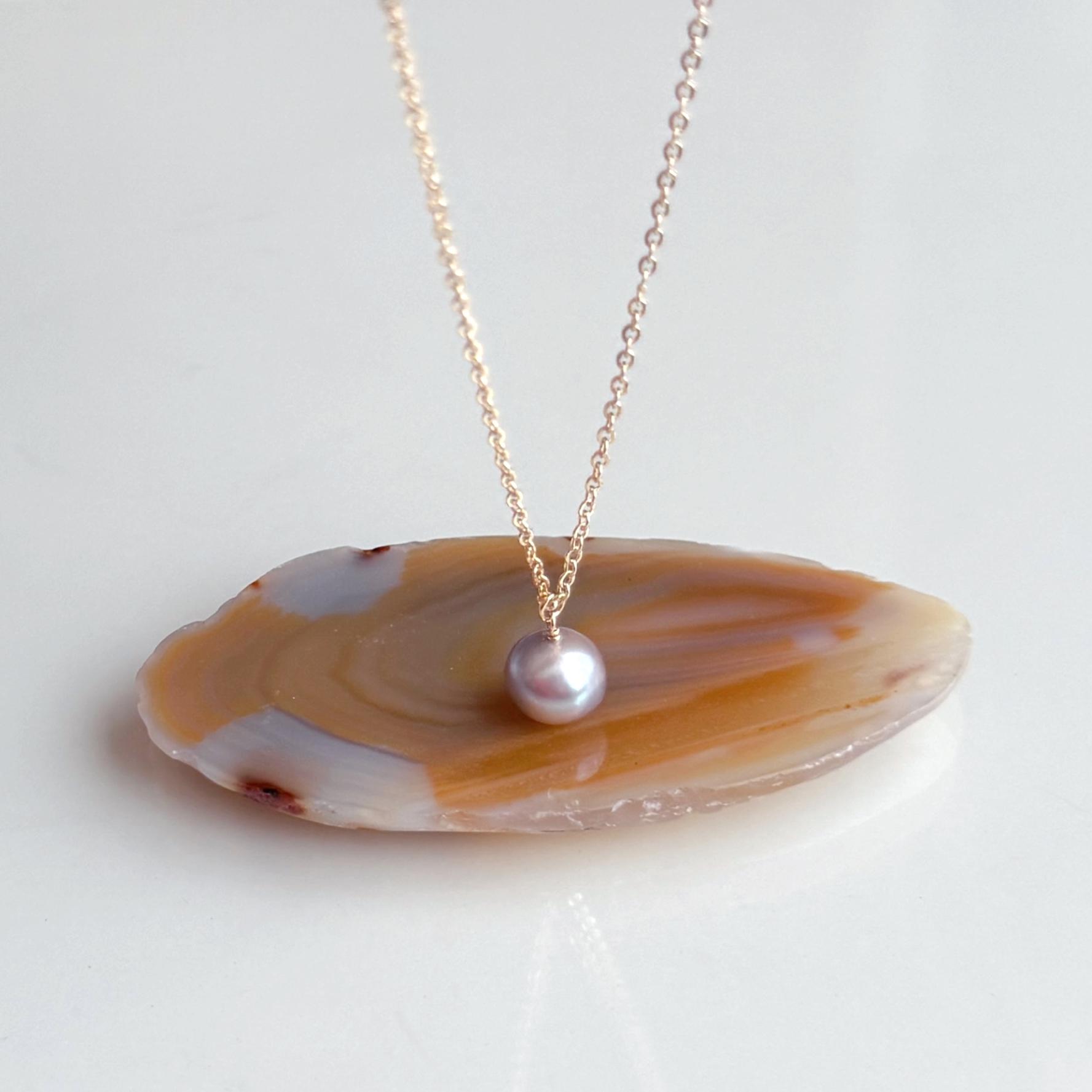 パープルグレー 淡水パール ネックレス 14kgf  金属アレルギー対応　誕生日 プレゼント クリスマス ギフト 秋冬 | 3枚目