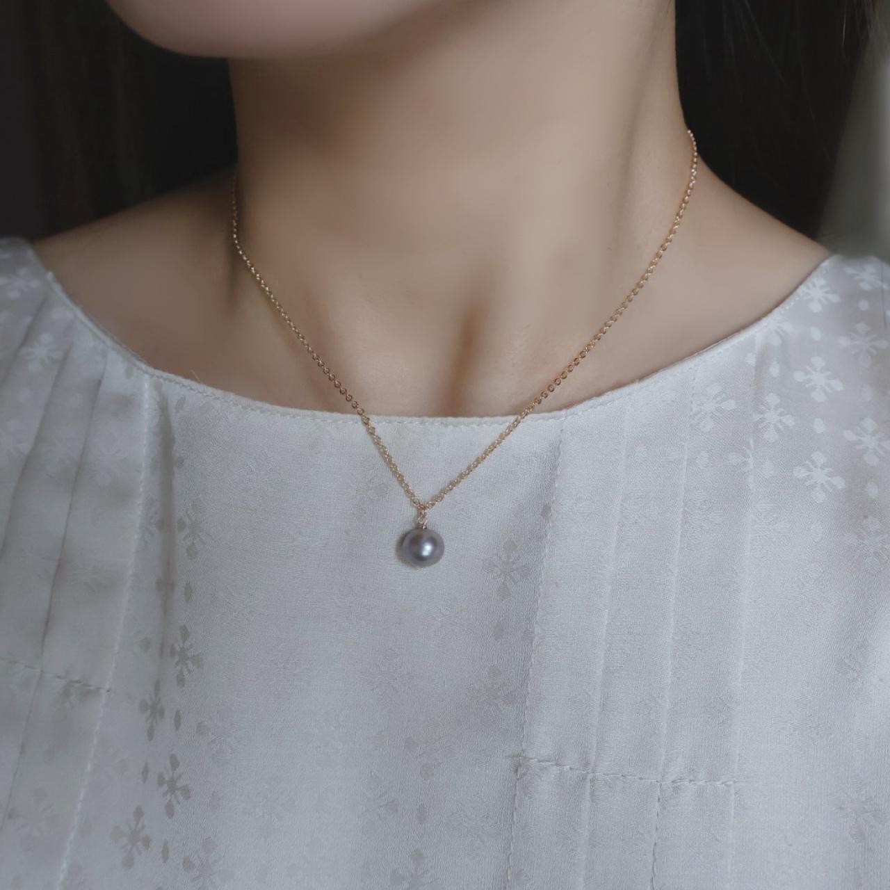 パープルグレー 淡水パール ネックレス 14kgf  金属アレルギー対応　誕生日 プレゼント クリスマス ギフト 秋冬 | 6枚目
