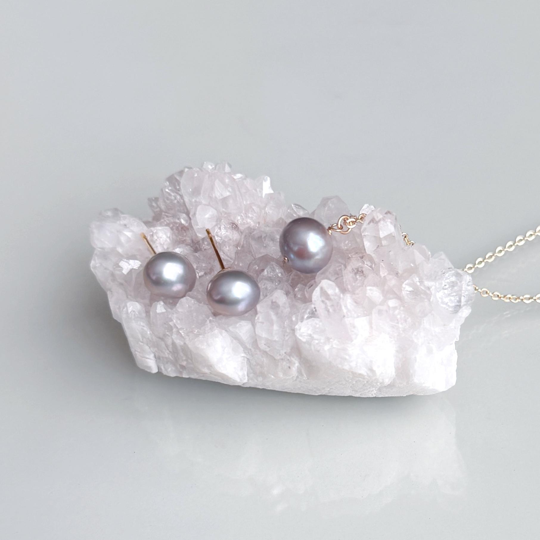 パープルグレー 淡水パール ネックレス 14kgf  金属アレルギー対応　誕生日 プレゼント クリスマス ギフト 秋冬 | 7枚目