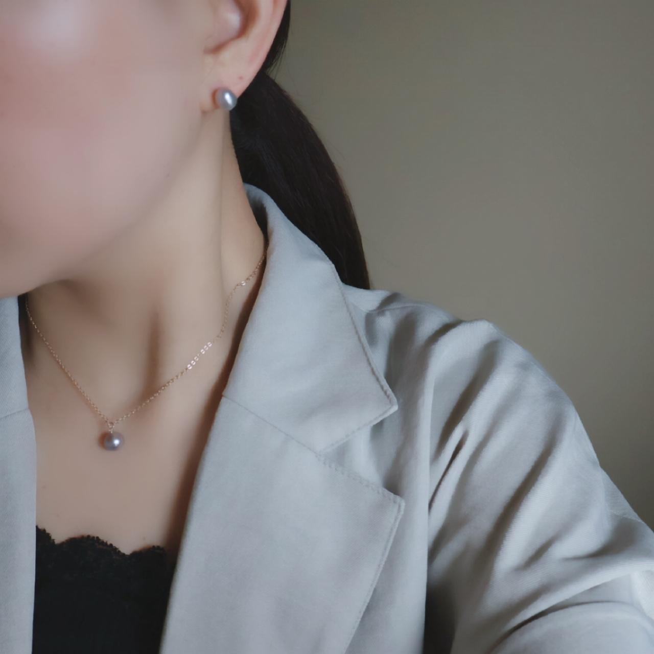 パープルグレー 淡水パール ネックレス 14kgf  金属アレルギー対応　誕生日 プレゼント クリスマス ギフト 秋冬 | 9枚目