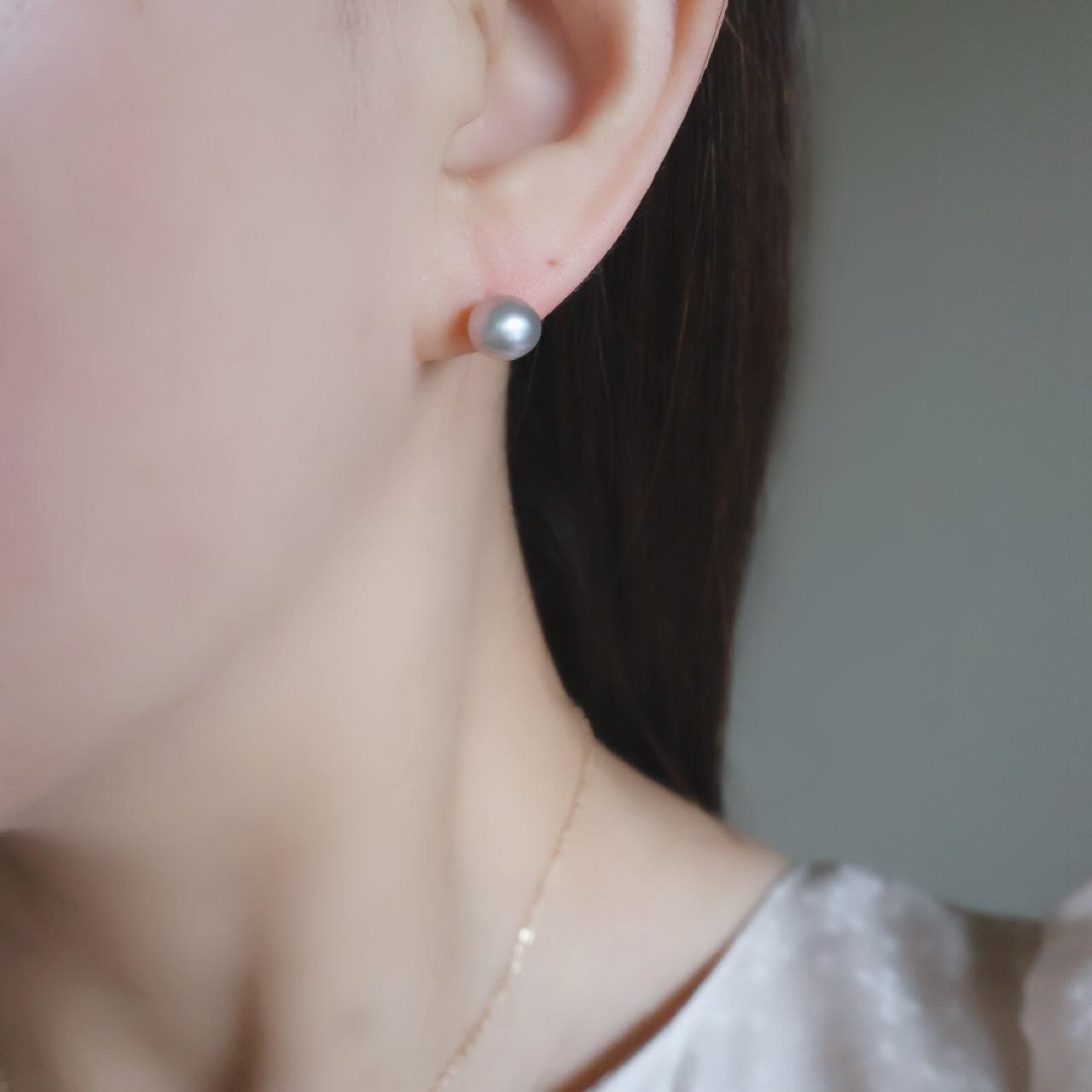 パープルグレー 淡水パール ピアス イヤリング 14kgf  金属アレルギー対応　誕生日 プレゼント クリスマス ギフト | 2枚目