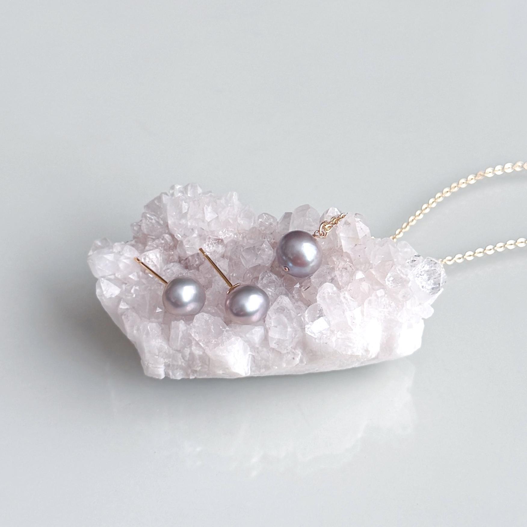 パープルグレー 淡水パール ピアス イヤリング 14kgf  金属アレルギー対応　誕生日 プレゼント クリスマス ギフト | 5枚目