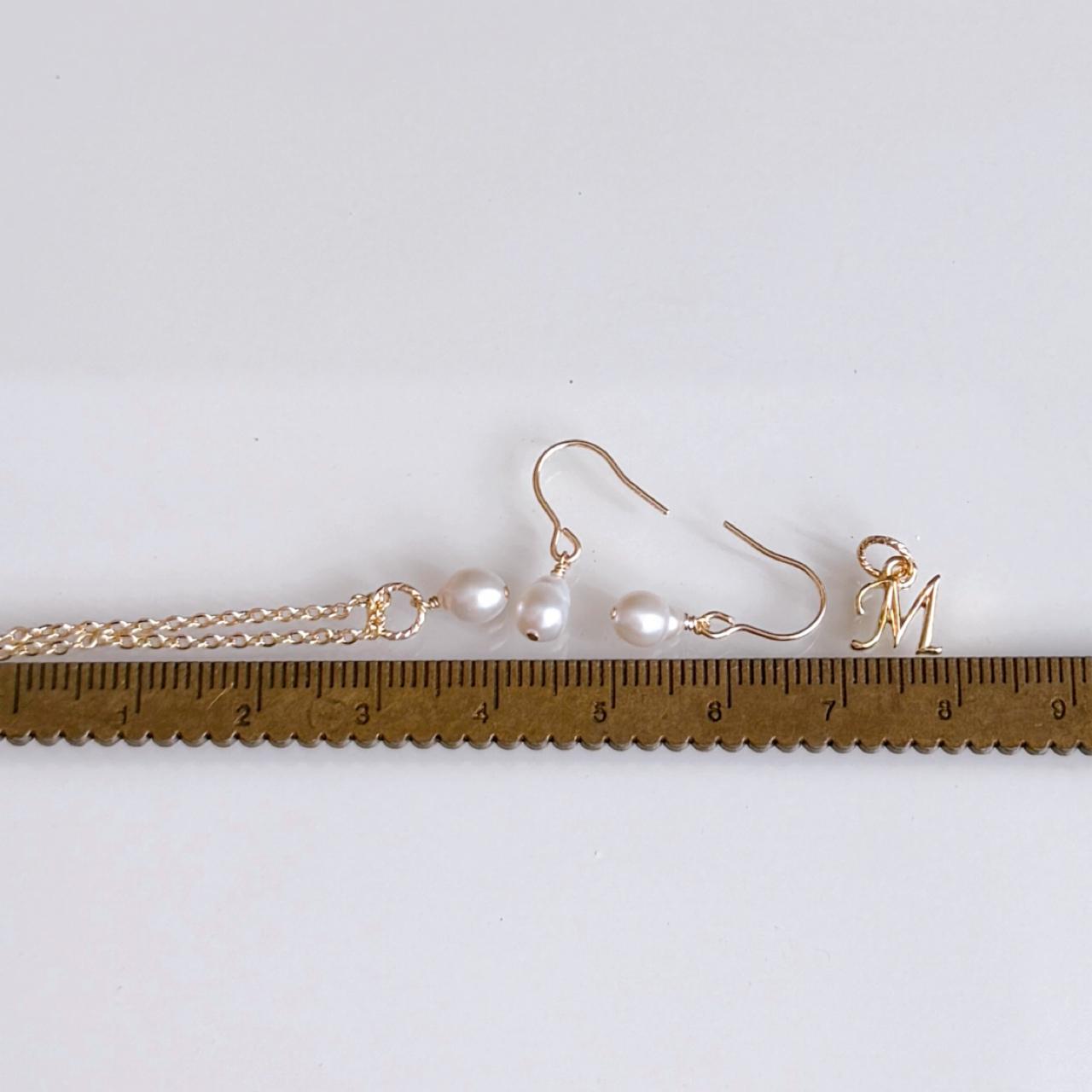 【選べるイニシャル】淡水パール 3way プチ ネックレス ピアス イヤリング セット 早割 クリスマス ギフト 誕生日 | 14枚目