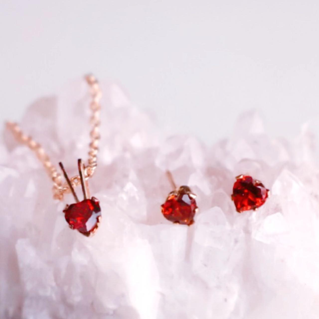 《1月誕生石》秋色 ガーネット 大人 ハート プチ ネックレス  金属アレルギー 14kgf プレゼント 誕生日 ギフト | 3枚目