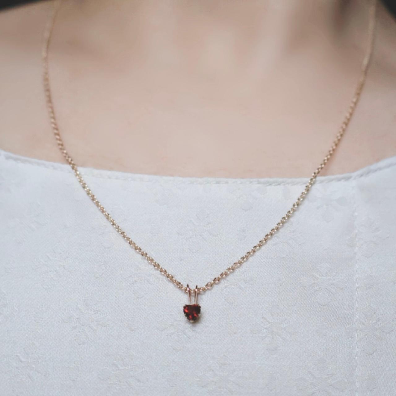 《1月誕生石》秋色 ガーネット 大人 ハート プチ ネックレス  金属アレルギー 14kgf プレゼント 誕生日 ギフト | 8枚目