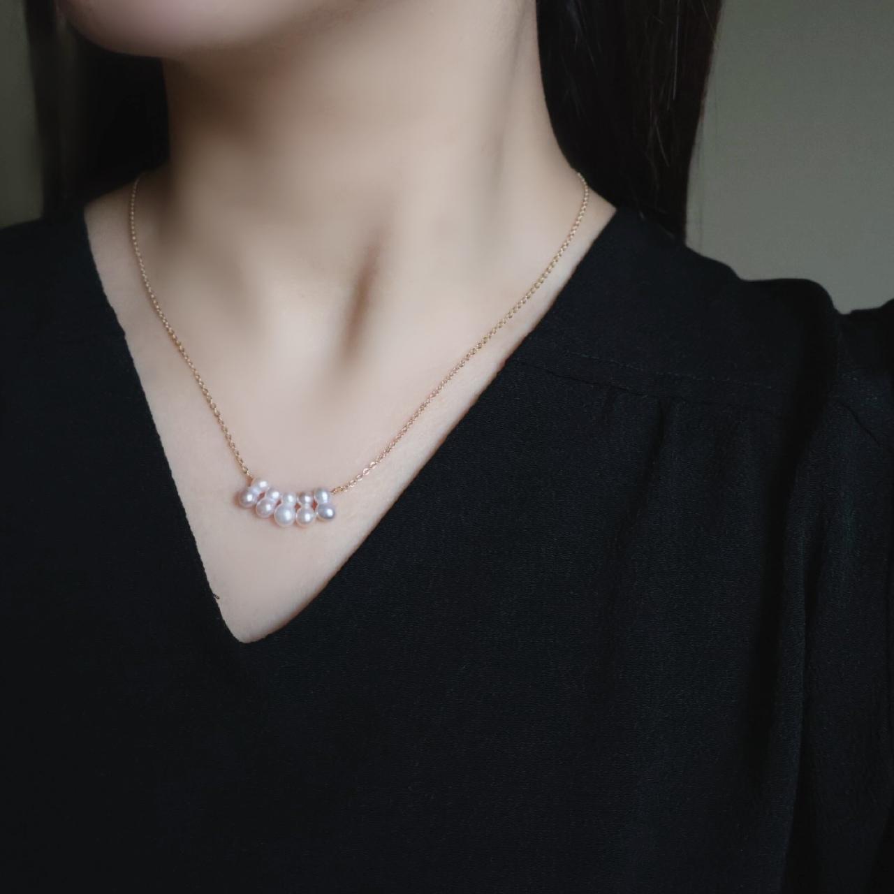寄り添う ツインパール 大人 雪だるま 淡水パール ネックレス 14kgf クリスマス 誕生日 プレゼント ギフト 冬 | 2枚目