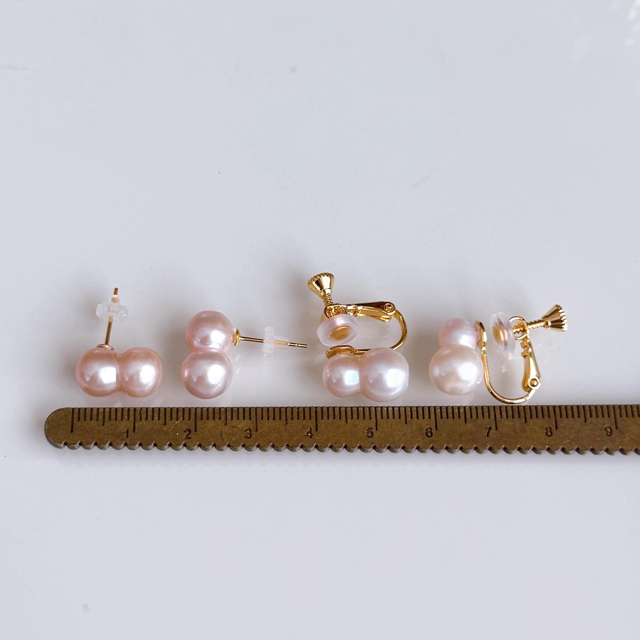 【選べるパール】寄り添う ツインパール 大人 雪だるま 淡水パール ピアス イヤリング 14kgf クリスマス 誕生日 | 13枚目