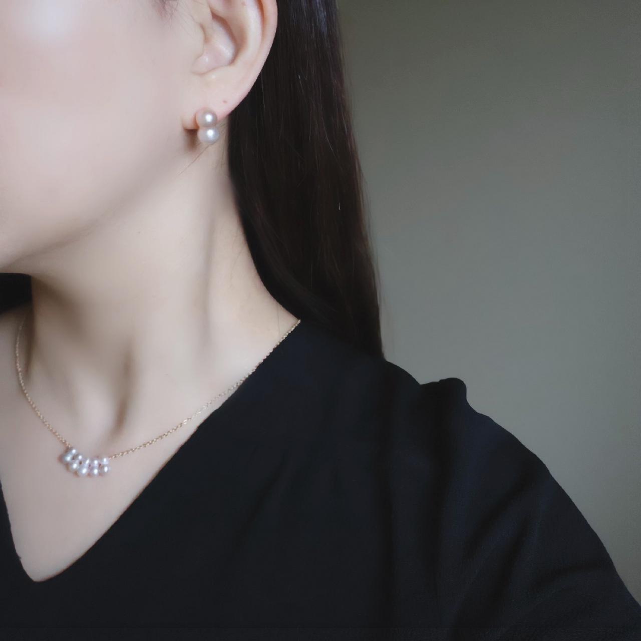 【選べるパール】寄り添う ツインパール 大人 雪だるま 淡水パール ピアス イヤリング 14kgf クリスマス 誕生日 | 2枚目