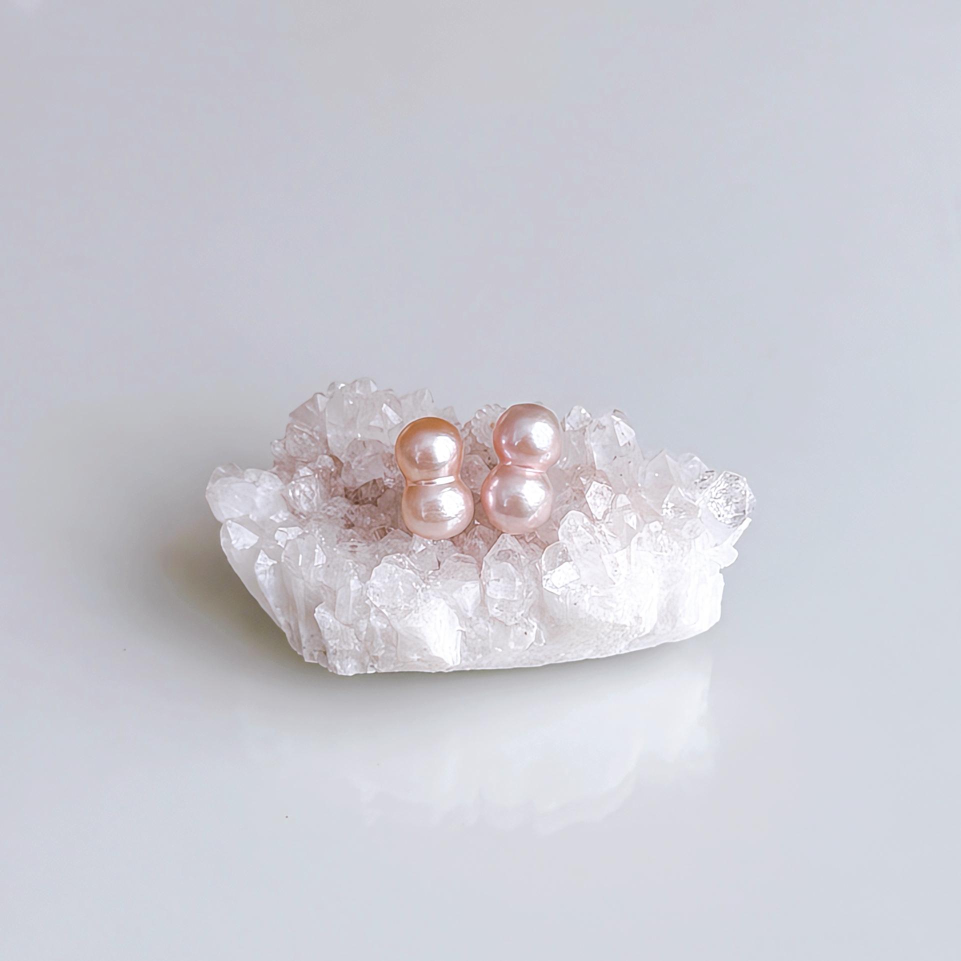 【選べるパール】寄り添う ツインパール 大人 雪だるま 淡水パール ピアス イヤリング 14kgf クリスマス 誕生日 | 5枚目