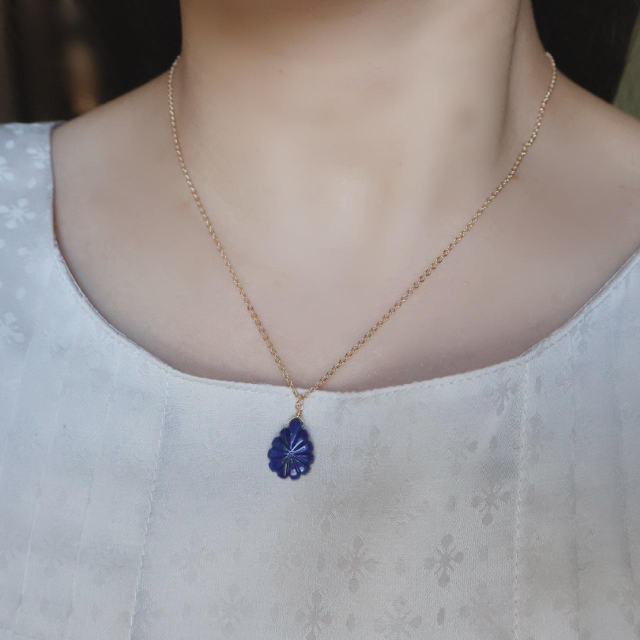 【2way】ラピスラズリ シェル クリスタル  リバーシブル ネックレス 14kgf  誕生日 クリスマス プレゼント | 3枚目