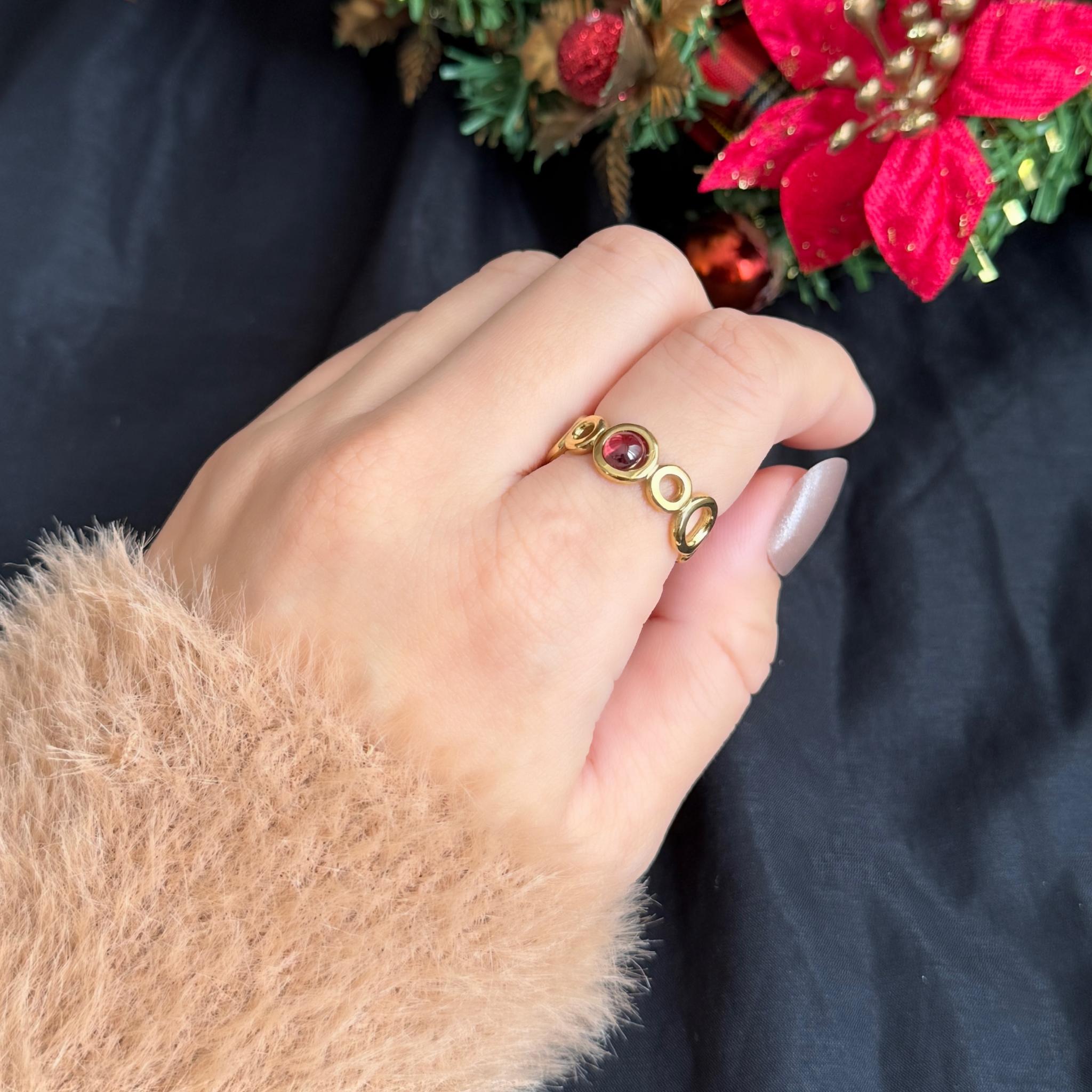 【選べる誕生石】天然石 リング サージカルステンレス 誕生日 プレゼント クリスマス ギフト フリーサイズ 指輪 | 2枚目