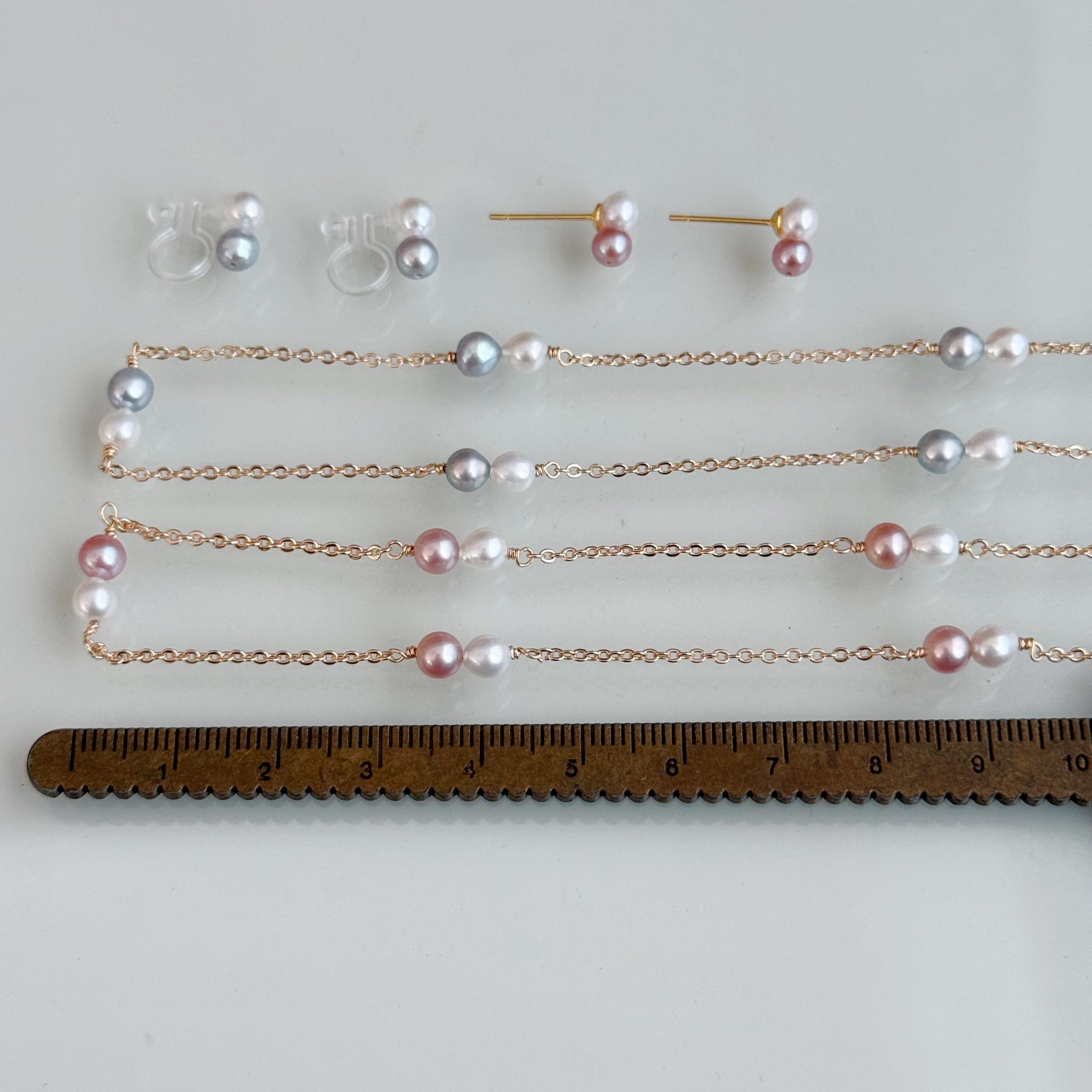 【色が選べる】淡水パール ステーション ネックレス ピンク ホワイト ブルー 14kgf アレルギー フォーマル ギフト | 15枚目