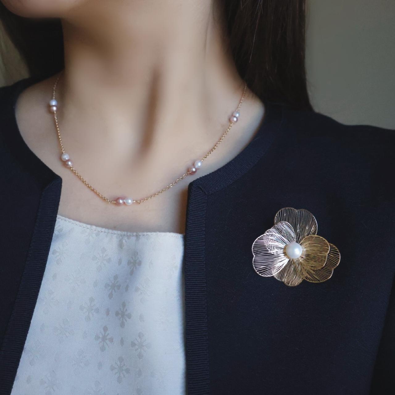 【色が選べる】淡水パール ステーション ネックレス ピンク ホワイト ブルー 14kgf アレルギー フォーマル ギフト | 4枚目
