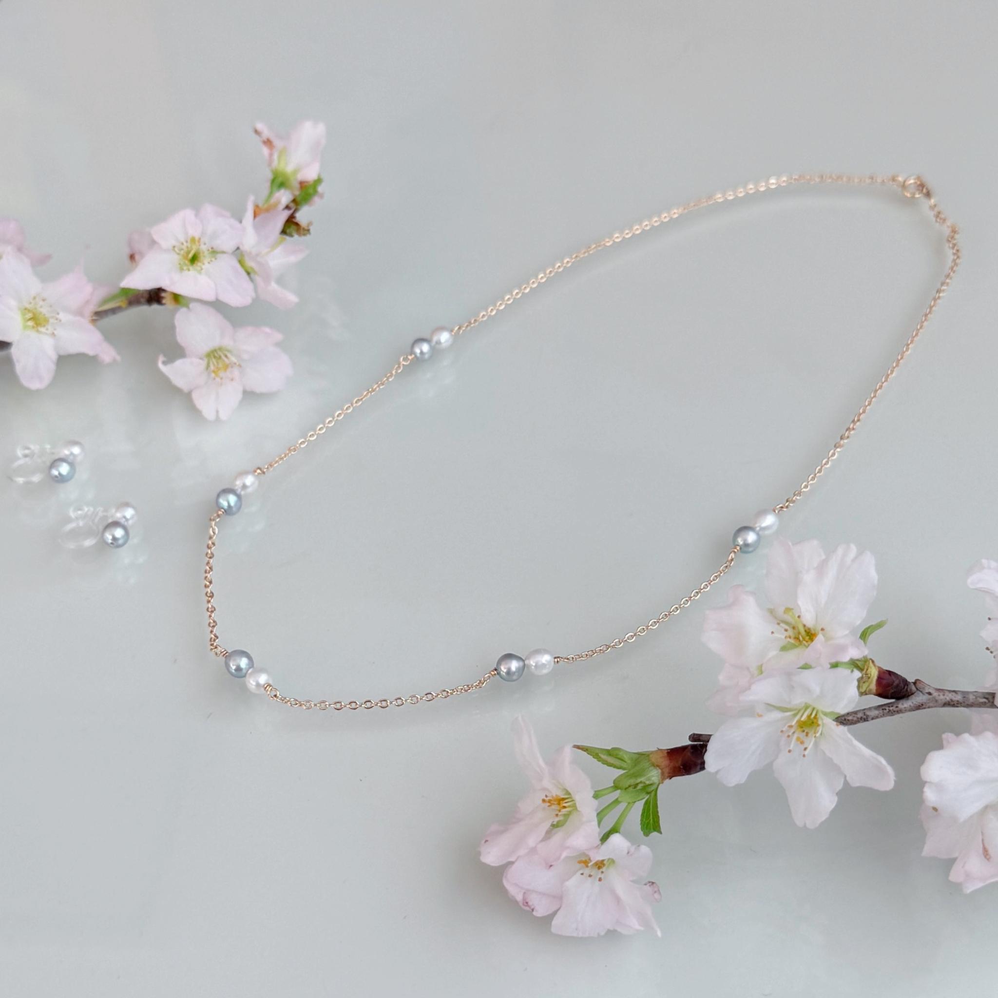 【色が選べる】淡水パール ステーション ネックレス ピンク ホワイト ブルー 14kgf アレルギー フォーマル ギフト | 6枚目