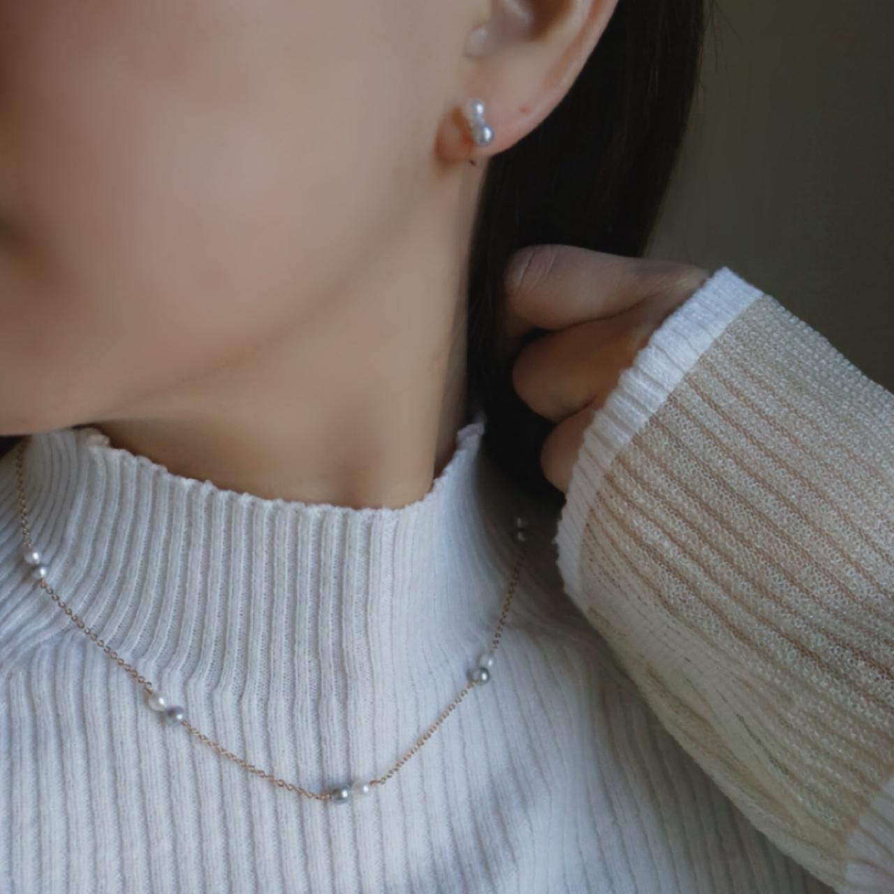 【色が選べる】淡水パール ステーション ネックレス ピンク ホワイト ブルー 14kgf アレルギー フォーマル ギフト | 7枚目