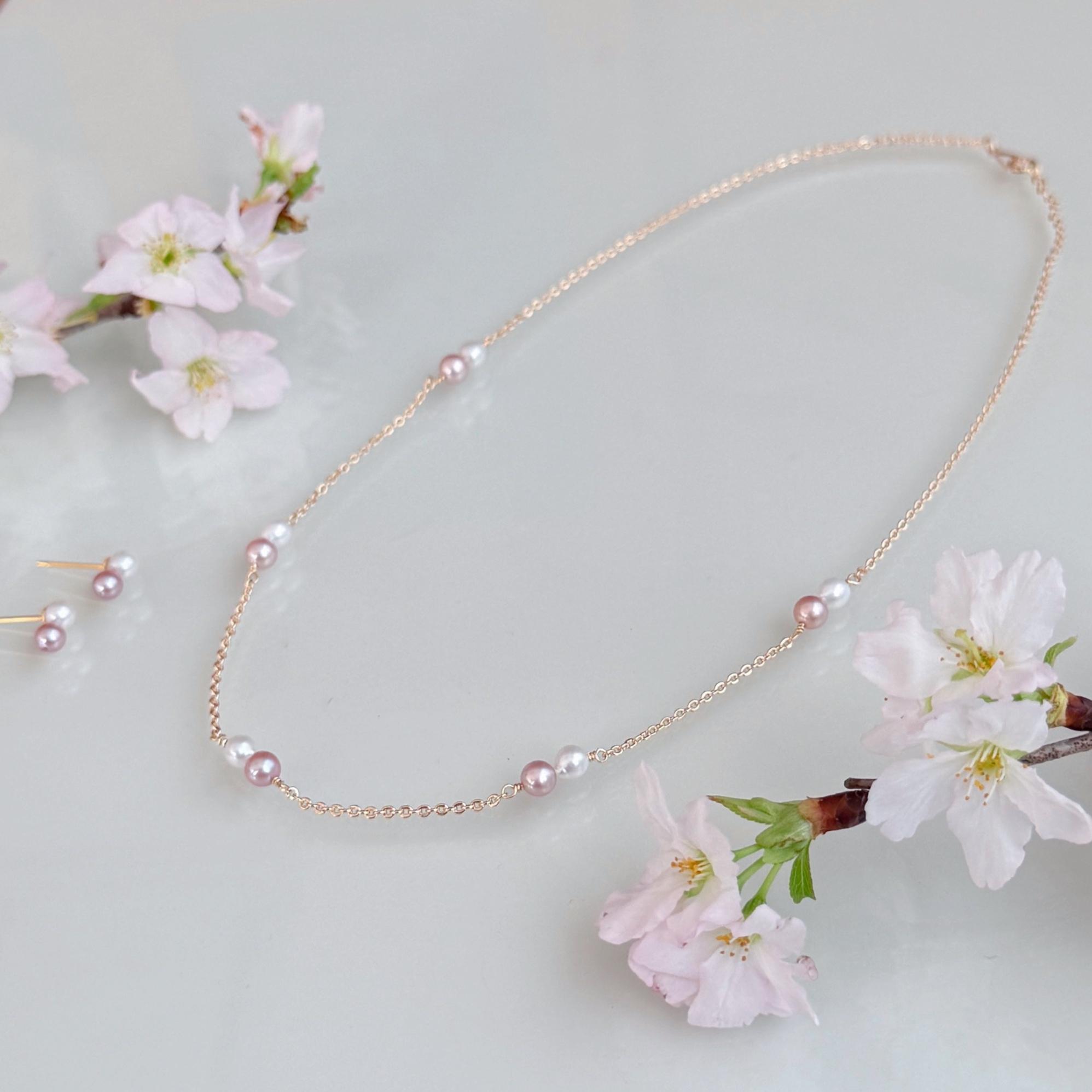 【色が選べる】淡水パール ステーション ネックレス ピンク ホワイト ブルー 14kgf アレルギー フォーマル ギフト | 9枚目