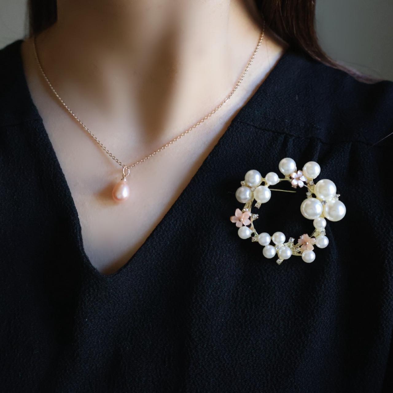 人と被らない 桜色 ピンク しずく パール ネックレス 14kgf フォーマル 金属アレルギー プレゼント ギフト 春 | 10枚目