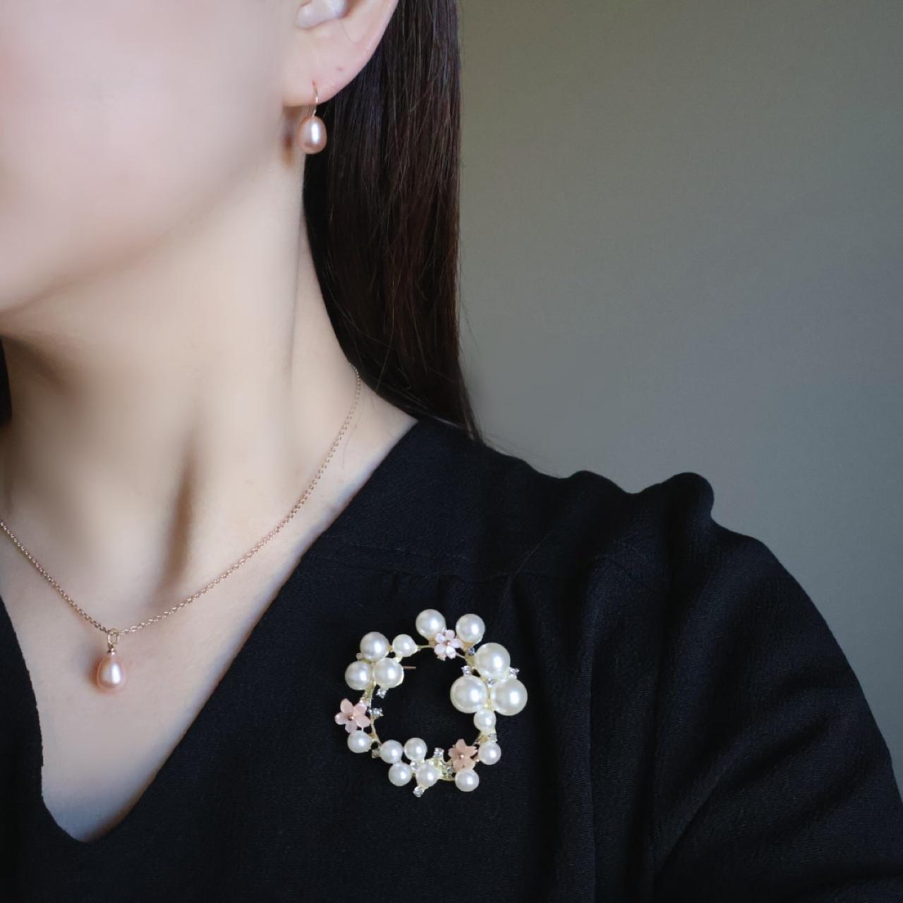 人と被らない 桜色 ピンク しずく パール ネックレス 14kgf フォーマル 金属アレルギー プレゼント ギフト 春 | 6枚目