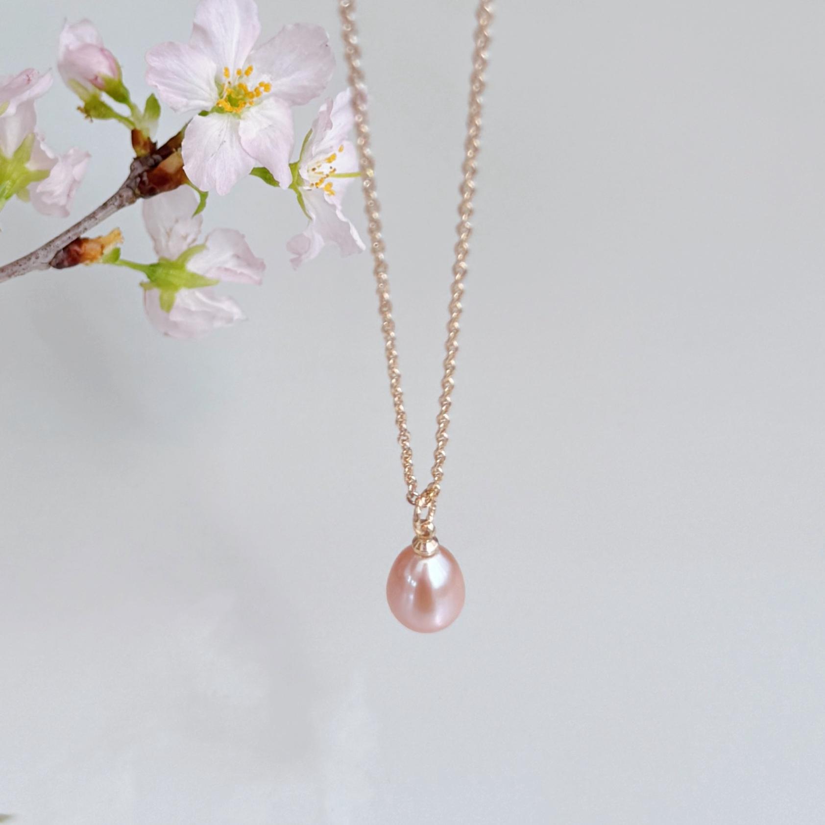 人と被らない 桜色 ピンク しずく パール ネックレス 14kgf フォーマル 金属アレルギー プレゼント ギフト 春 | 7枚目