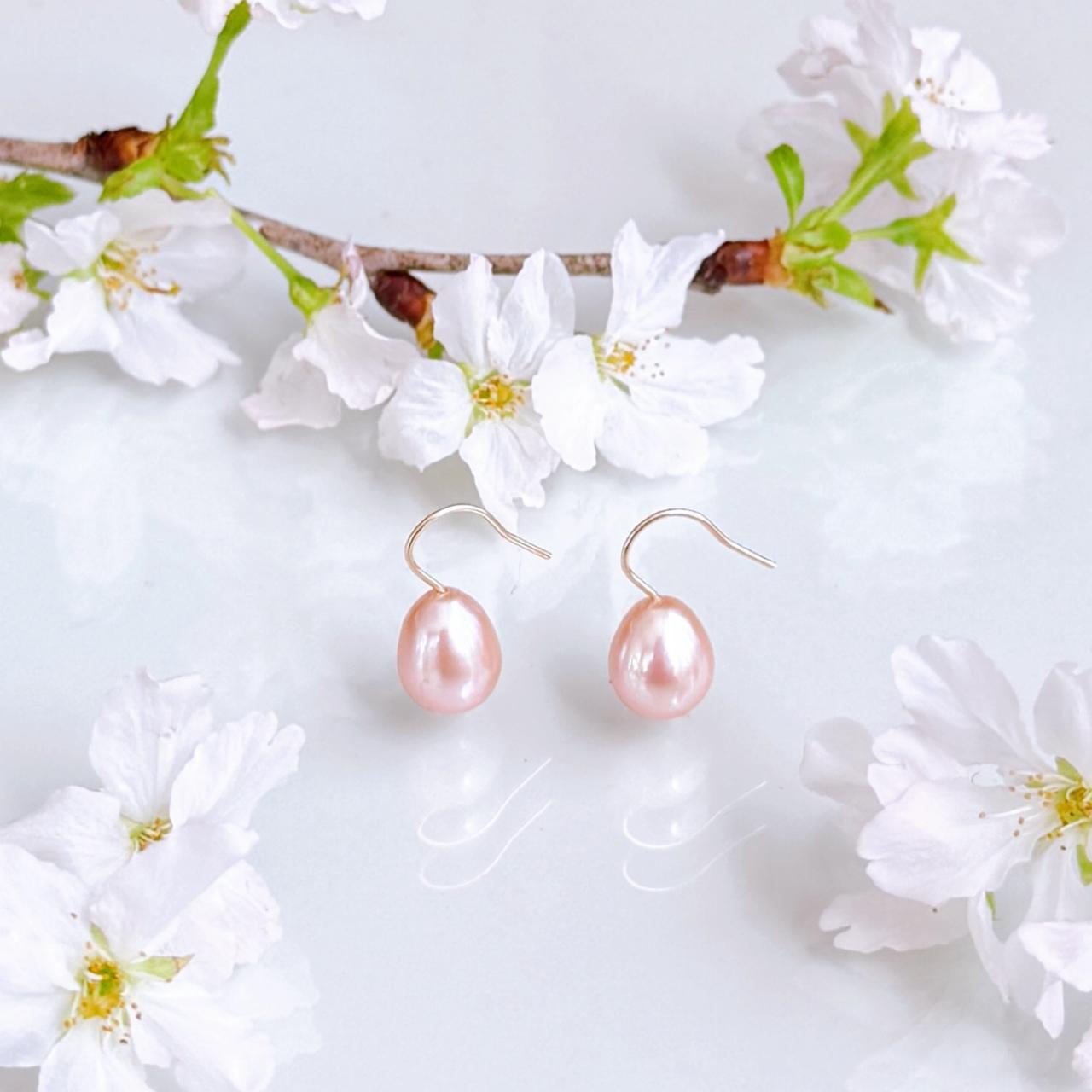 人と被らない 桜色 ピンク しずく 淡水パール ピアス イヤリング フォーマル 金属アレルギー プレゼント ギフト 春1枚目の画像
