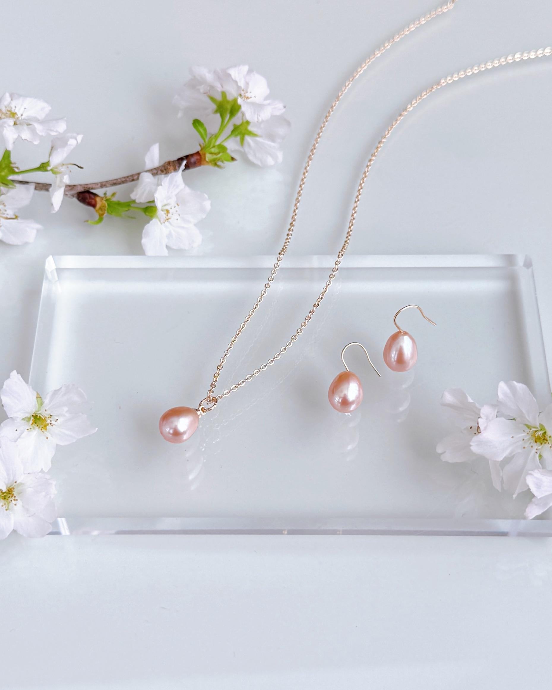 人と被らない 桜色 ピンク しずく 淡水パール ピアス イヤリング フォーマル 金属アレルギー プレゼント ギフト 春 | 5枚目