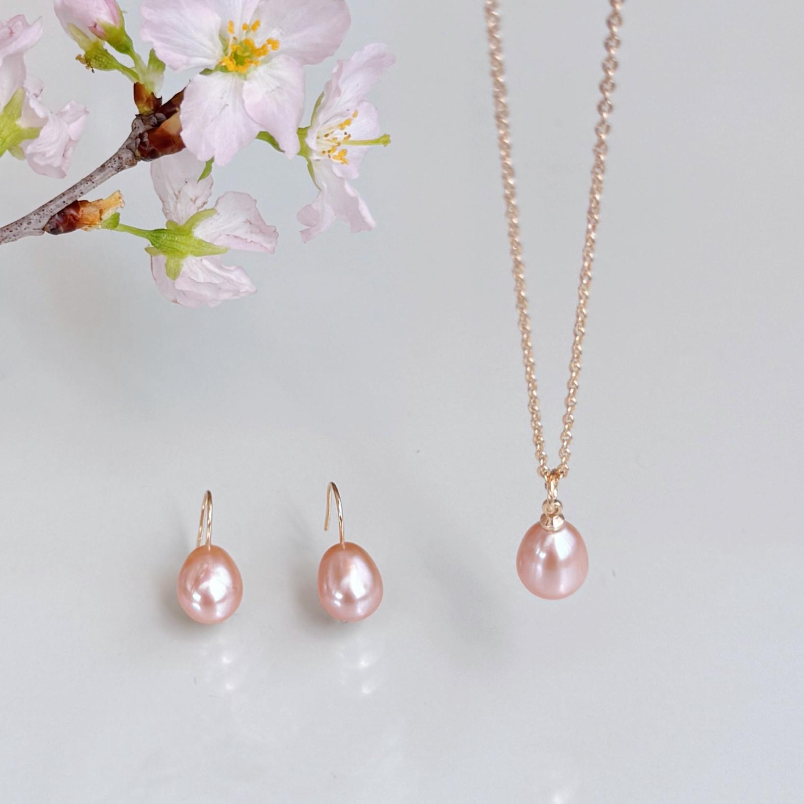 人と被らない 桜色 ピンク しずく 淡水パール ピアス イヤリング フォーマル 金属アレルギー プレゼント ギフト 春 | 7枚目